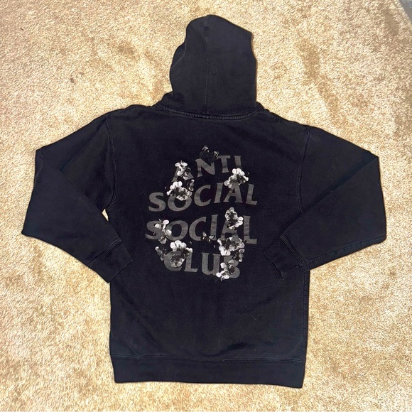 Anti Social Social Club Black Floral Logo Hoodie – Size M - Picture 1 of 5